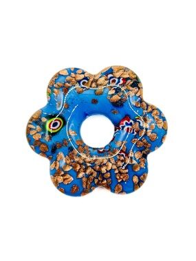 Vintage Cobalt Blue Millefiori Art Glass Pendant – Gold Aventurine Flecks